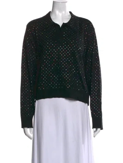 Pre-owned Sandro Wool Polka Dot Print Sweater In Black