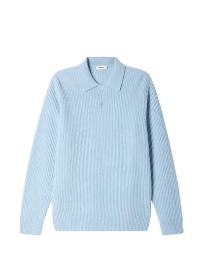 Sandro Wool Polo Shirt In Blue