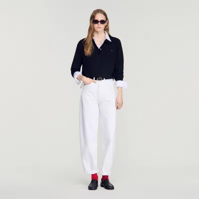 Sandro Wool Polo Shirt With Logo In Black