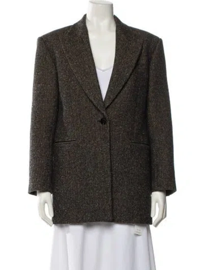 Pre-owned Sandro Wool Printed Blazer In Black
