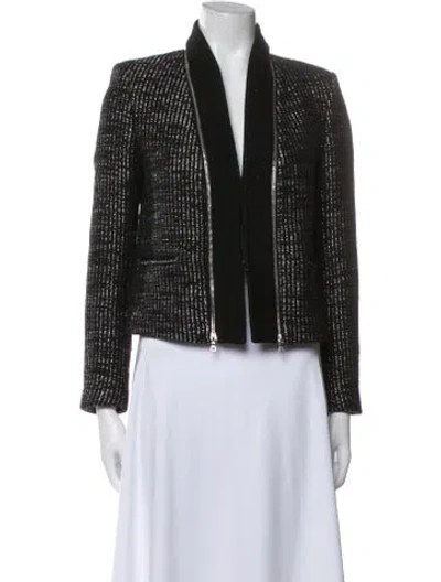 Pre-owned Sandro Wool Printed Jacket In Black