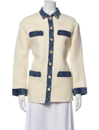 Pre-owned Sandro Wool Printed Jacket In Neutral