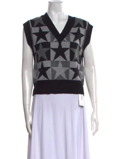 Pre-owned Sandro Wool Printed Sweater In Black