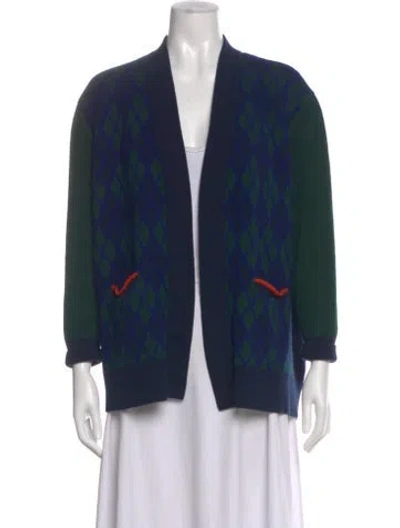 Pre-owned Sandro Wool Printed Sweater In Blue