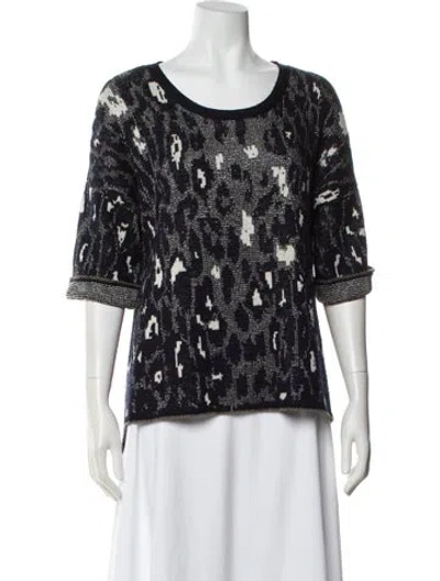 Pre-owned Sandro Wool Printed Sweater In Blue