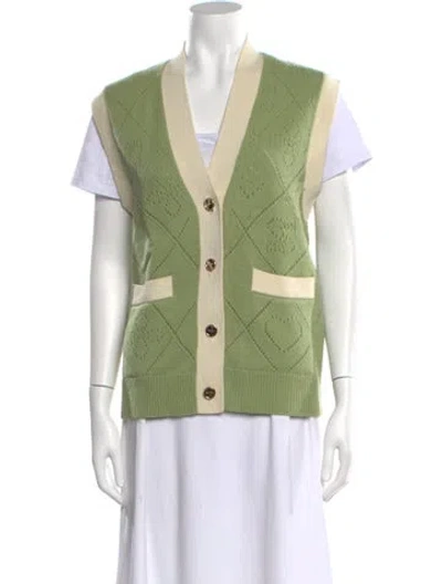 Pre-owned Sandro Wool Printed Sweater In Green