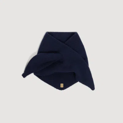 Sandro Wool Pull Through Scarf In Navy Blue
