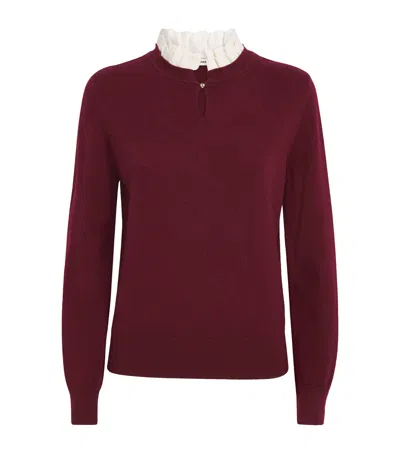 Sandro Wool Ruffle-neck Sweater In Red