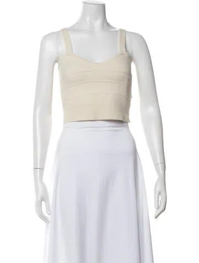 Pre-owned Sandro Wool Scoop Neck Crop Top In White
