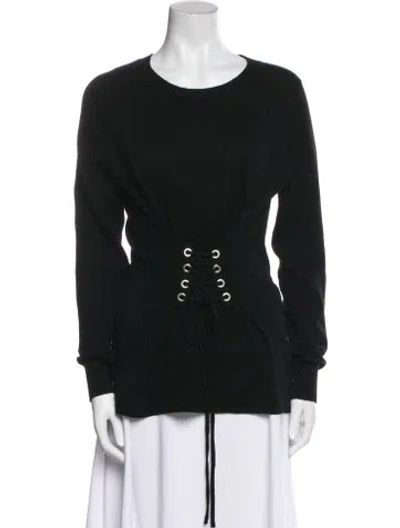 Pre-owned Sandro Wool Scoop Neck Sweater In Black