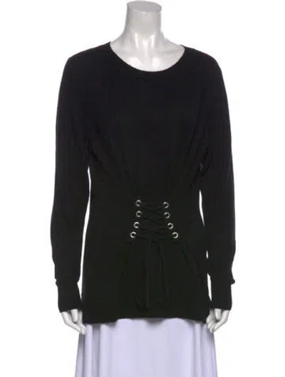 Pre-owned Sandro Wool Scoop Neck Sweater In Black