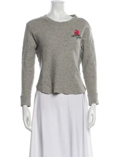 Pre-owned Sandro Wool Scoop Neck Sweater In Gray