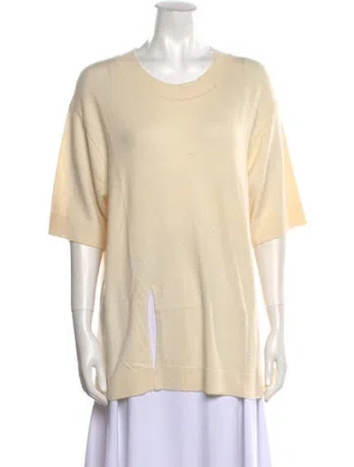 Pre-owned Sandro Wool Scoop Neck Sweater In Neutral
