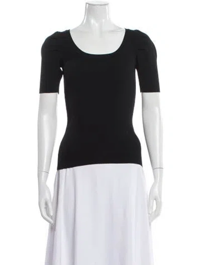 Pre-owned Sandro Wool Scoop Neck Top In Black