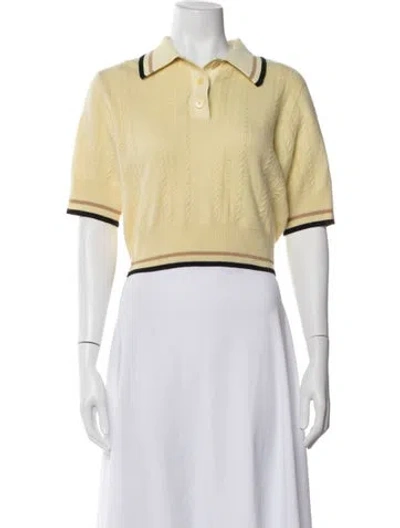 Pre-owned Sandro Wool Short Sleeve Polo In Yellow