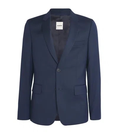 Sandro Wool Single-breasted Blazer In Blue