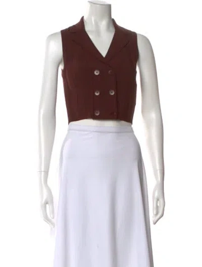 Pre-owned Sandro Wool Sleeveless Crop Top In Brown