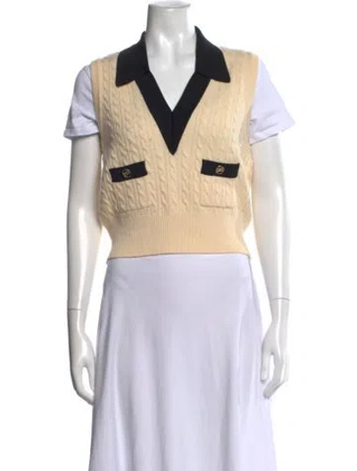 Pre-owned Sandro Wool Sleeveless Top In Neutrals