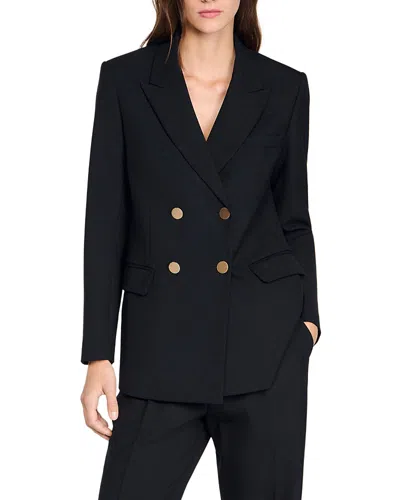 Sandro Wool Slim Fit Suit Jacket In Black