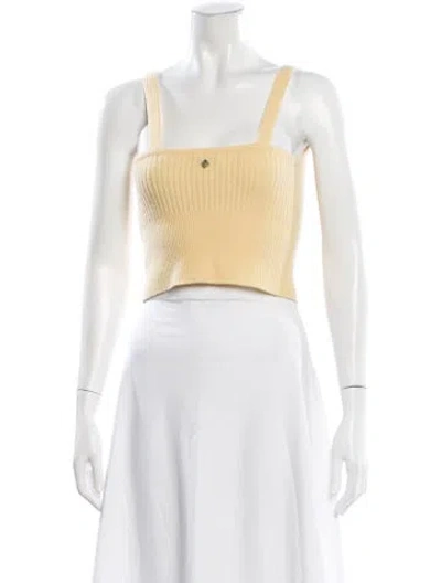Pre-owned Sandro Wool Square Neckline Crop Top In Neutral