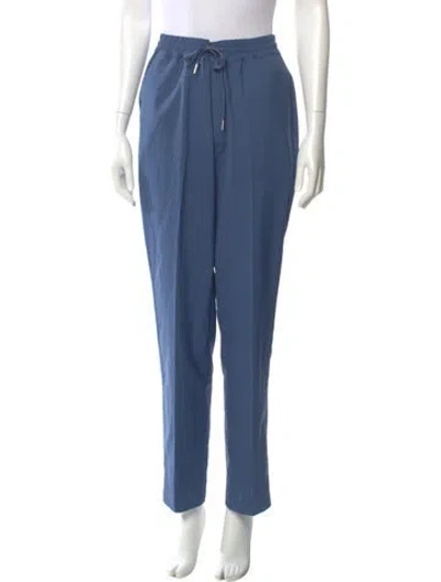 Pre-owned Sandro Wool Straight Leg Pants In Blue