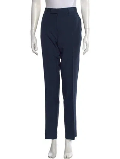 Pre-owned Sandro Wool Straight Leg Pants In Blue