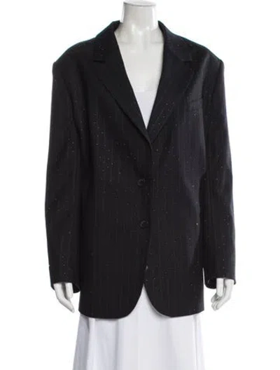 Pre-owned Sandro Wool Striped Blazer In Black