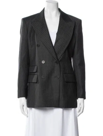 Pre-owned Sandro Wool Striped Blazer In Gray