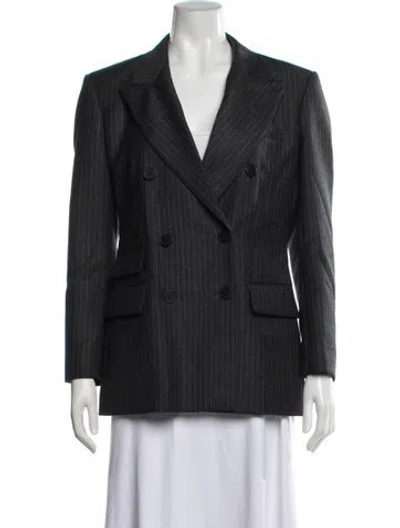 Pre-owned Sandro Wool Striped Blazer In Grey