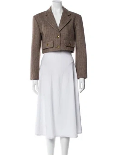 Pre-owned Sandro Wool Striped Blazer W/ Tags In Brown