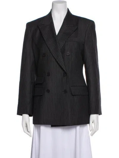 Pre-owned Sandro Wool Striped Blazer W/ Tags In Gray