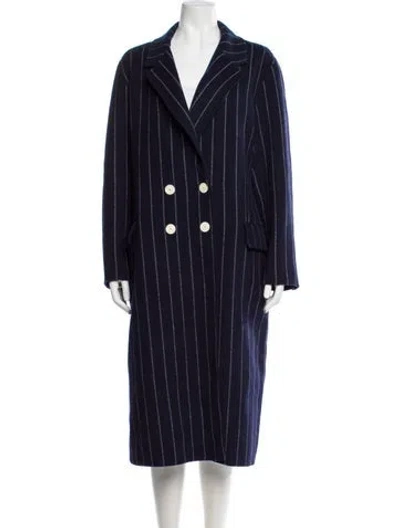 Pre-owned Sandro Wool Striped Coat In Blue