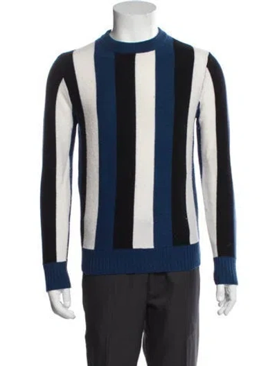Pre-owned Sandro Wool Striped Pullover In Blue