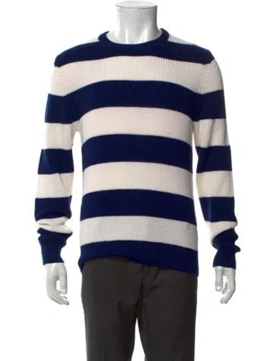 Pre-owned Sandro Wool Striped Pullover In Blue