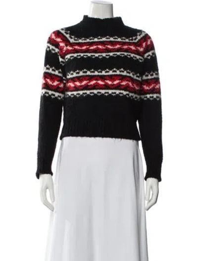 Pre-owned Sandro Wool Striped Sweater In Black