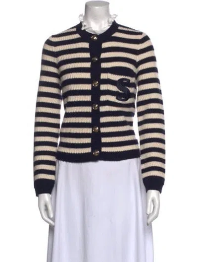 Pre-owned Sandro Wool Striped Sweater In Blue