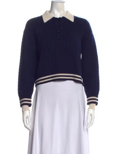 Pre-owned Sandro Wool Striped Sweater In Blue