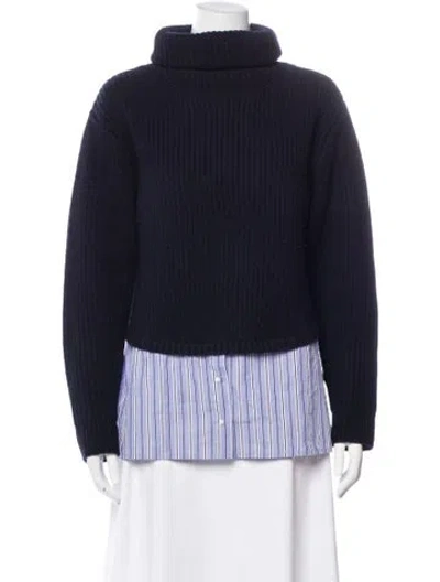 Pre-owned Sandro Wool Striped Sweater In Blue