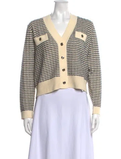 Pre-owned Sandro Wool Striped Sweater In Blue