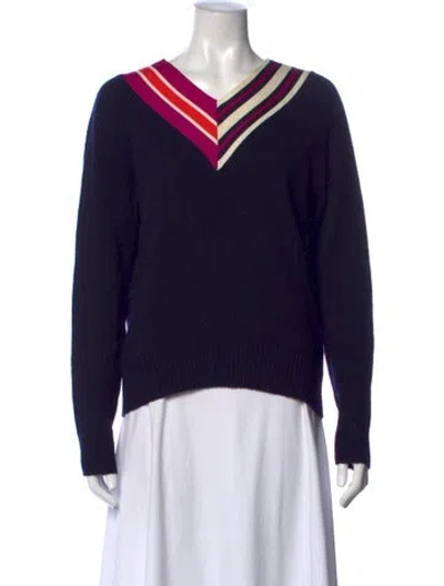 Pre-owned Sandro Wool Striped Sweater In Blue