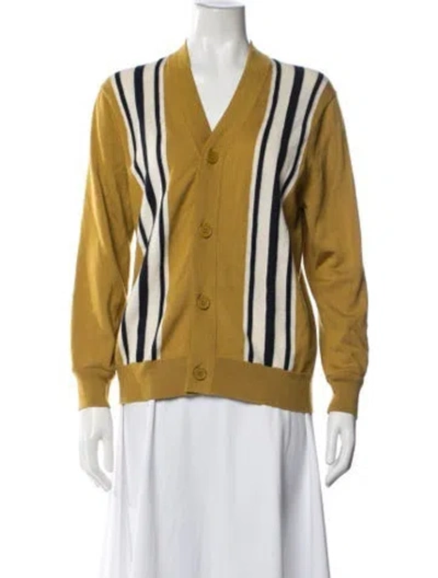 Pre-owned Sandro Wool Striped Sweater In Gold