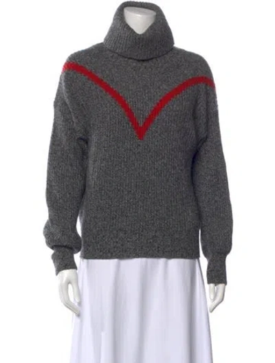 Pre-owned Sandro Wool Striped Sweater In Gray