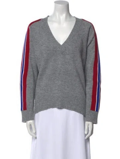 Pre-owned Sandro Wool Striped Sweater In Gray