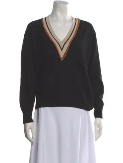 Pre-owned Sandro Wool Striped Sweater In Gray