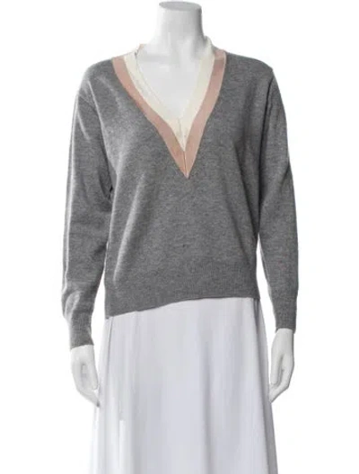 Pre-owned Sandro Wool Striped Sweater In Gray