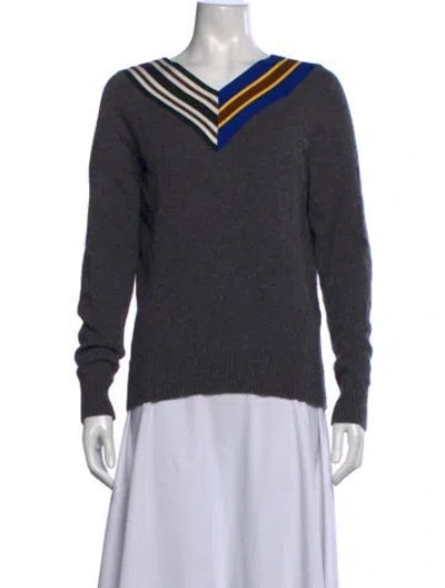 Pre-owned Sandro Wool Striped Sweater In Grey