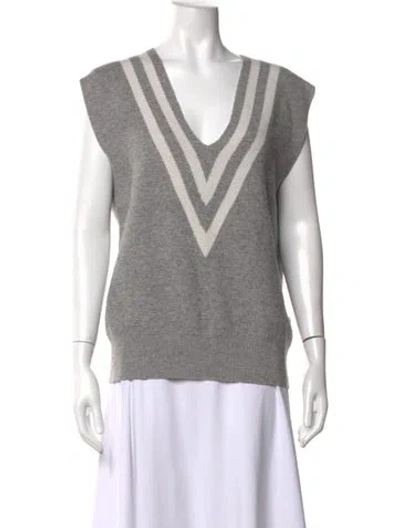 Pre-owned Sandro Wool Striped Sweater In Grey