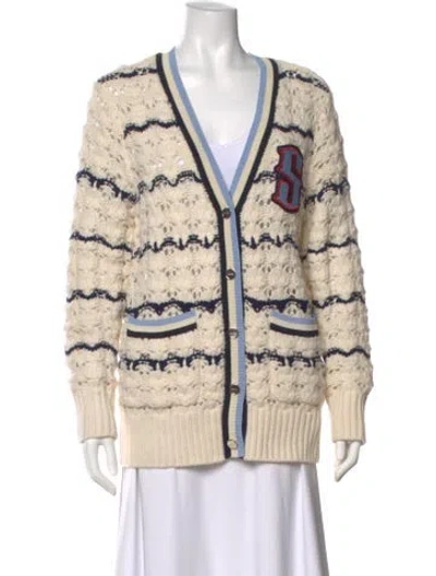 Pre-owned Sandro Wool Striped Sweater In Neutral