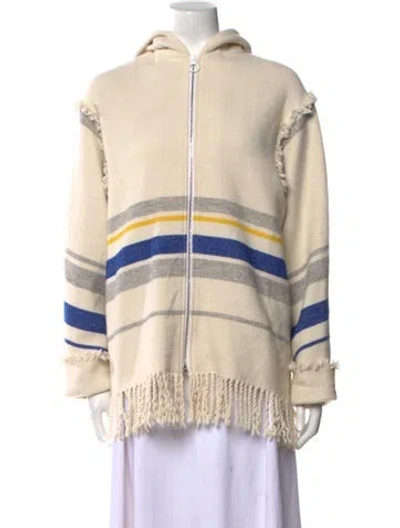 Pre-owned Sandro Wool Striped Sweater In Neutral