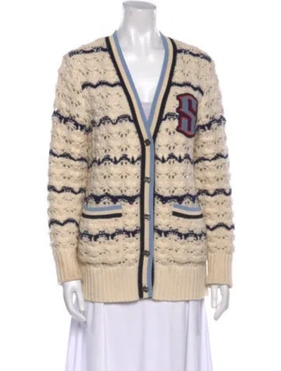 Pre-owned Sandro Wool Striped Sweater In Neutral